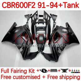 Cuerpo + tanque para HONDA CBR600 CBR 600 F2 FS CC 600F2 91-94 Carrocería 140No.5 600FS 600CC CBR600F2 91 92 93 94 CBR600-F2 CBR600FS 1991 1992 1993 1994 Kit de carenado negro mate