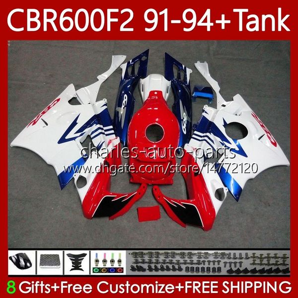 Corps + Réservoir Pour HONDA CBR600 CBR 600 F2 FS CC 600F2 91 92 93 94 Carrosserie 63No.70 CBR600F2 CBR600FS 600CC 1991 1992 1993 1994 600FS CBR600-F2 91-94 Carénages Kit Rouge bleu blanc