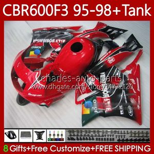 Corps + Réservoir Pour HONDA CBR600 CBR 600 F3 FS CC 600F3 95 96 97 98 Carrosserie 64No.92 JOMO rouge CBR600F3 CBR600FS 600CC 1995 1996 1997 1998 600FS CBR600-F3 95-98 Kit Carénages