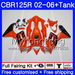 Corps + Réservoir Pour HONDA Orange noir CBR-125R 125CC CBR125RR CBR125R 02 03 04 05 06 272HM.13 CBR 125 R 125R 2002 2003 2004 2005 2006 Carénage