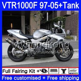 Cuerpo + tanque para HONDA SuperHawk VTR1000F 97 98 02 Stock plata 03 04 05 56HM.108 VTR1000 F VTR 1000 F 1000F 1997 2002 2003 2004 2005 Carenado