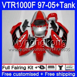 Body + Tank voor Honda Superhawk VTR1000F 97 98 99 00 01 05 56HM.0 VTR1000 F VTR 1000 F 1000F 1997 1998 1999 2000 2001 Valerijen fabriek rood