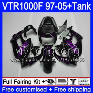 Corps + Réservoir Pour HONDA SuperHawk VTR1000F 97 98 99 00 01 Flammes violettes 05 56HM.77 VTR1000 F VTR 1000 F 1000F 1997 1998 1999 2000 2001 Carénages