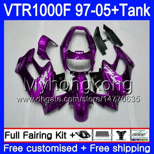 Cuerpo + tanque para HONDA SuperHawk VTR1000F 97 98 99 00 01 05 56HM.86 VTR1000 F VTR 1000 F 1000F 1997 Purpleflames 1998 1999 2000 2001 Carenados