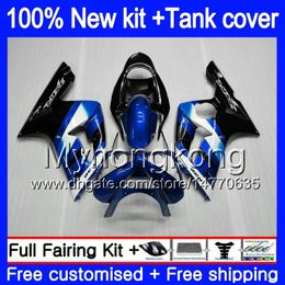 Corps + Réservoir Pour KAWASAKI 600CC ZX600 ZX636 ZX-6R 2003 2004 Noir Bleu 211MY.43 ZX 636 6 R ZX6R 03 04 ZX-636 ZX-600 ZX 6R 03 04 Carénage