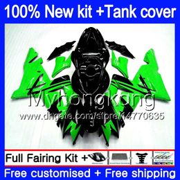 Body + Tank voor Kawasaki ZX1000 CC ZX 10 R ZX-10R 2004 2005 Groen zwart 214my.2 ZX10R 04 05 ZX1000C 1000CC ZX 10R 04 05 ABS-bubbelbakken