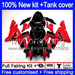 Cuerpo + tanque para KAWASAKI ZX1000 CC ZX 10 R ZX-10R 2004 2005 214MY.95 ZX10R 04 05 ZX1000C 1000CC ZX 10R 04 05 ABS Cool Red black Carenados