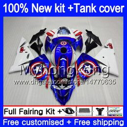 Body + Tank voor Kawasaki ZX1000 CC ZX 10 R ZX-10R 2004 2005 Blue Stars 214My.21 ZX10R 04 05 ZX1000C 1000CC ZX 10R 04 05 ABS-VALINGEN