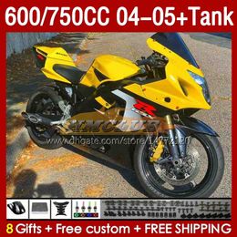 OEM Fairings Tank voor Suzuki GSXR600 750cc GSXR-750 K4 GSX-R600 04-05 153NO.141 600cc GSXR 600 750 CC GSXR750 04 05 GSXR-600 2004 2005 Injectie Factory Yellow