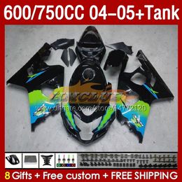 Tanque de carenados OEM negro brillante para SUZUKI GSXR600 750CC GSXR-750 K4 GSX-R600 04-05 153No.29 600CC GSXR 600 750 CC GSXR750 04 05 GSXR-600 2004 2005 Molde de inyección