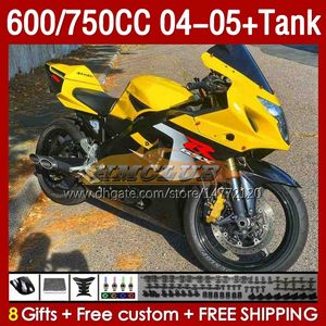 OEM Fairings Tank voor Suzuki GSXR600 750cc GSXR-750 K4 GSX-R600 04-05 153NO.141 600cc GSXR 600 750 CC GSXR750 04 05 GSXR-600 2004 2005 Injectie Factory Yellow