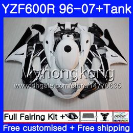 Cuerpo + tanque para YAMAHA Thundercat YZF600R 96 97 98 99 00 01 229HM.22 YZF-600R Marco negro blanco YZF 600R 1996 1997 1998 1999 2000 2001 Carenado