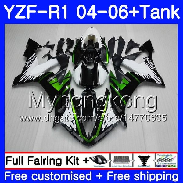 Cuerpo + tanque para YAMAHA YZF R 1 YZF-1000 Stock verde blanco YZF 1000 YZFR1 04 05 06 232HM.12 YZF1000 YZF-R1 04 06 YZF R1 2004 2005 2006 Carenado