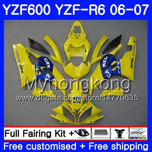 Corps + Réservoir Pour YAMAHA YZF R 6 YZF 600 YZF-R6 CAMEL bleu jaune 2006 2007 Cadre 233HM.36 YZF-600 YZF600 YZFR6 06 07 YZF R6 06 07 Kit Carénages