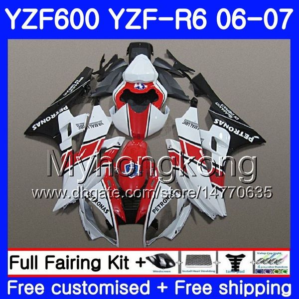 Corps + réservoir pour YAMAHA YZF R 6 YZF 600 YZF-R6 2006 2007 Cadre 233HM.42 YZF-600 YZF600 YZFR6 06 07 YZF R6 06 07 Kit de carénage blanc chaud d'usine