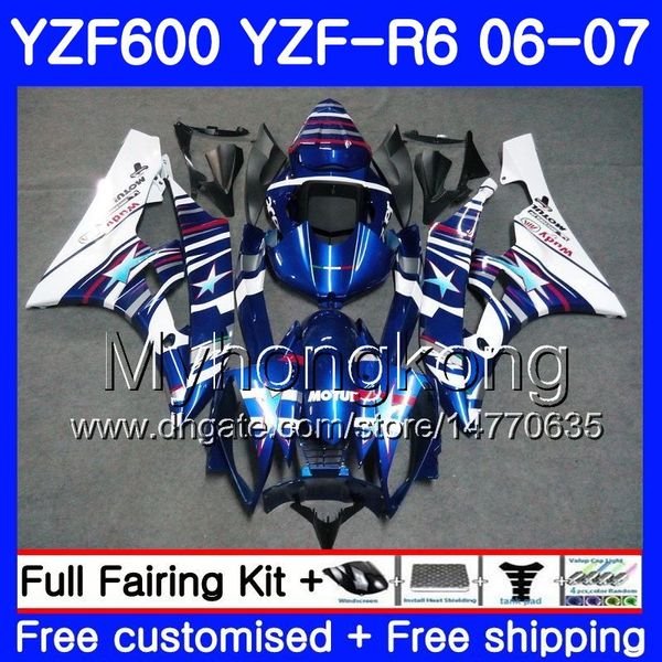 Corps + Réservoir Pour YAMAHA YZF R 6 YZF 600 YZF-600 YZFR6 06 07 Cadre 233HM.16 YZF-R6 06 07 YZF600 vente chaude bleu nouveau YZF R6 2006 2007 Kit Carénages