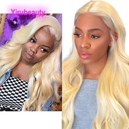 Body Wave 100% Maagdelijk Menselijk Haar Braziliaans Peruaans Indiaas 613 # Blonde Kleur 3 Bundels Met 2X6 Vetersluiting Middenscheiding 10-30 inch