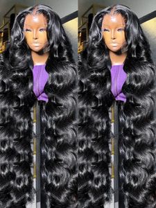 Perruque Lace Frontal Wig Body Wave brésilienne naturelle Remy, cheveux humains, Transparent, 40 pouces, 13x4, 13x6, 5x5, pour femmes