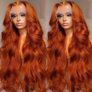 Body Wave 13x4 Gekleurde kant Frontale pruik 13x6 Ginger Orange HD Lace Front Glueless menselijk haarpruik om te dragen voor vrouwen 30 inch haar