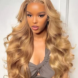 Body Wave #27 Honing Blonde Lace voorpruik HD Transparant gluess -bruin gekleurde Bob Human Hair Pruiken te koop op zoek naar vrouwen