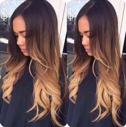 Body Wave 3T2427 Blonde Ombre Volle kanten Haarpruiken 8a Virgin Braziliaans haar Glueless Lace Voorpruiken voor zwarte vrouwen1645098