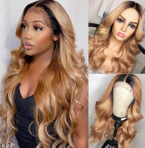 Body Wave Braziliaanse Remy Pruiken van echt haar Lijmloos 13x6 Zijdebasis Kanten Voorpruiken Ombre 27 Blonde Kleur Voorgeplukt Gebleekte Knopen29303993