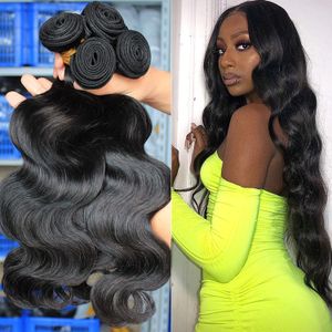 Body wave bundels menselijk haar Braziliaans weven Natural Black 3 4 bundels deal maagdelijk haar 30 inch rauwe hair extensions