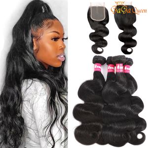 Body Wave Bundles With Closure Brazilian Hair Weave 3/4 Bundles With Closure Natural Human Hair Bundles With Closure