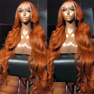 Body Wave Gember Oranje 13x6 HD Kanten Voorpruiken Gekleurde Voorgeplukte Pruik 13x4 Frontale Lijmloos Menselijk haar 240130