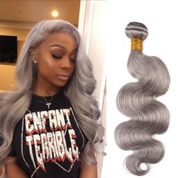 Body Wave Gray Color Braziliaanse Vrigin Human Hair Weft Extension WAVY Hair Bundels Dubbele inslag Weven 3or4 PCSlot6402389