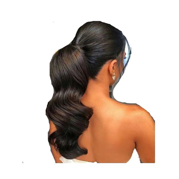 Coleta de cabello humano con ondas corporales, 100% Natural, hecha a máquina, Clip Remy en coletas reales, extensiones de cabello de 12 