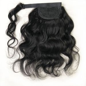 Body Wave Menselijk Haar Paardenstaart Wrap Around Natuurlijk Haarstukje Voor Zwarte Vrouwen Magische Pasta Paardenstaart Maleisische Maagd Golvende Clip in Extensions