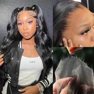 Body Wave Human Hair Ultra-Thin HD Wigs 4x4 5x5 6x6 7x7 13x4 13x6 Zwitserse kanten Bleach Knopen vooraf geplukte natuurlijke haarlijn voor zwarte vrouwen