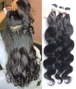 Microlins d'onde du corps I Tip Hair Extensions Indian Natural Wavy Virgin Wavy Cheveux pour les femmes 100 cheveux humains pour le salon jamais beauté 228933368