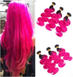 Body Wave Peruaanse ombre roze mensenhaar weefsels dubbele inslag 3 -stks donkere wortel1b roze ombre maagdelijk menselijk haarbundels deals2924795