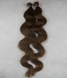 Extensiones de cabello preadherido con ondas corporales, cabello humano Remy 100s hecho a máquina en cabello real en cápsula