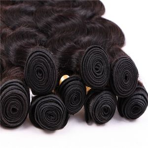 Trama del pelo remy de la onda del cuerpo 3 paquetes de lote 100 cabello humano teje extensiones de cabello peruano brasileño color natural 1b 12-28 pulgadas