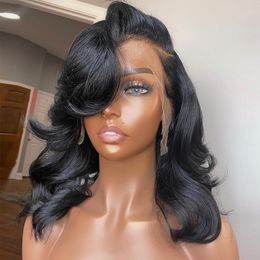 Body Wave Short Bob Wigs Human Hair Bob Wig Lace Front Haren Haarpruiken voor zwarte vrouwen Body Wave Frontale pruik vooraf geplukt 180%