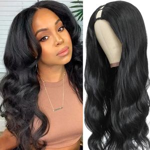 Perruque Body Wave V Part sans colle, cheveux synthétiques longs ondulés de 1028 pouces, résistants à la chaleur, 240110