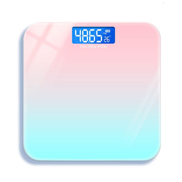 Balances de poids corporel 180KG dégradés couleur rose salle de bain Balance numérique verre LED Balance électronique intelligente 230821