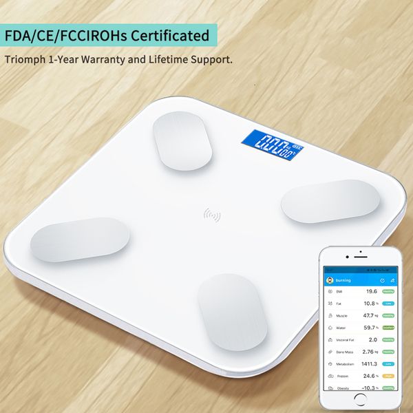 Balances de poids corporel Salle de bains Bluetooth Smart Electronic Fat Floor Pondération LED Affichage Données Connecté Analyseur de téléphone portable 221121