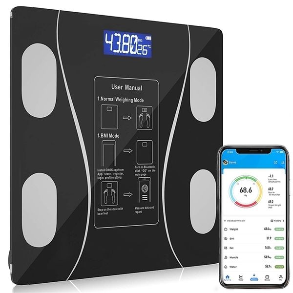 Balances de poids corporel Bluetooth Fat Smart Bathroom Analyseur de composition numérique sans fil Pesant 220829