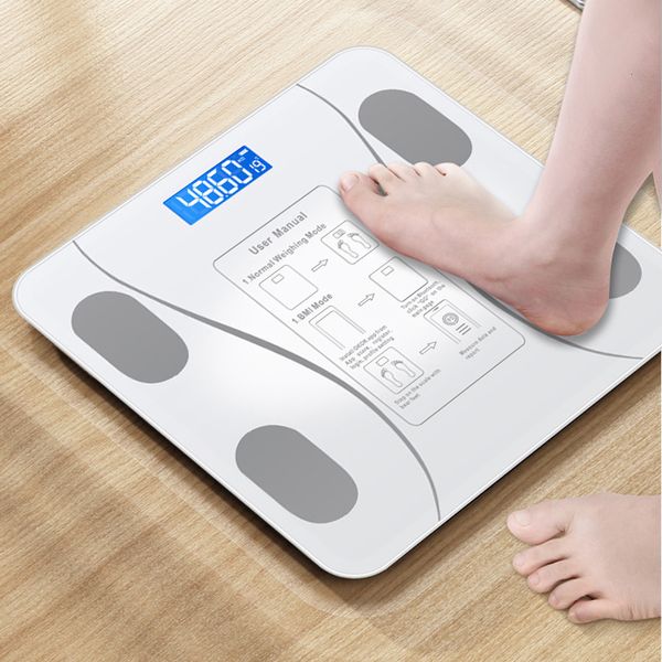 Balances de poids corporel Bluetooth Smart Scale Salle de bain BMI LED Analyseur de composition de pesage électronique numérique 230606