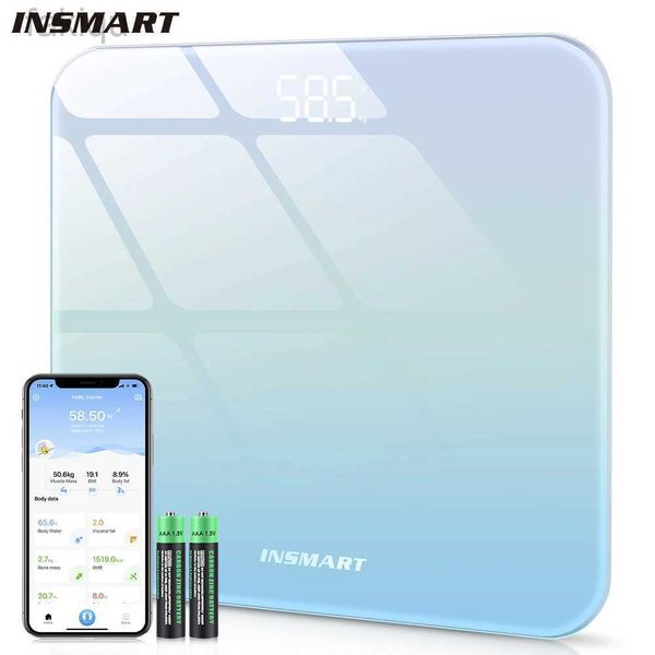 Échelles de poids corporel Insmart Salle Salle Smart Body Weight Scale Balance corporel BMI 180kg pour la graisse corporelle humaine Scale de bioimpédance numérique 240419