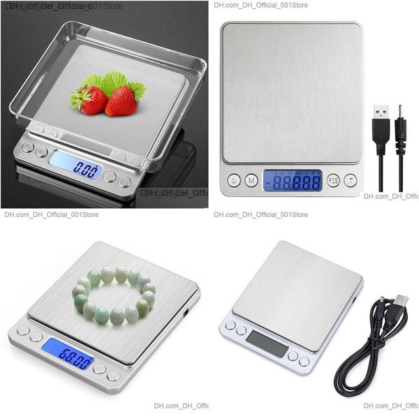 Balances de poids corporel Dernière balance de cuisine alimentée par USB 500G 0.01G Bijoux de précision en acier inoxydable pesant la nourriture électronique Nce Z230811 Dhq7T