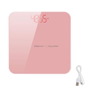 Lichaamsweegschaal Lichtgewicht Home Gym Slank USB Oplaadbaar 180 kg Gehard glas Praktisch Digitaal display Badkamerweegschaal Drop Del Dhwyg