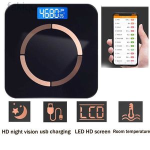 Lichaamsgewicht schalen USB laadgewicht Schaal Smart Body Fat Scale Bluetooth Electronic Spier Ingrediënt Schaal Vet Meetgereedschap App vloer Schalen 240419