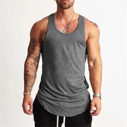 Bodybuilding Brand Solid Tank Top Men Stringer tanktop Fitness singlet Mouwloze shirt workout Man Undershirt Gym Clothing 240415