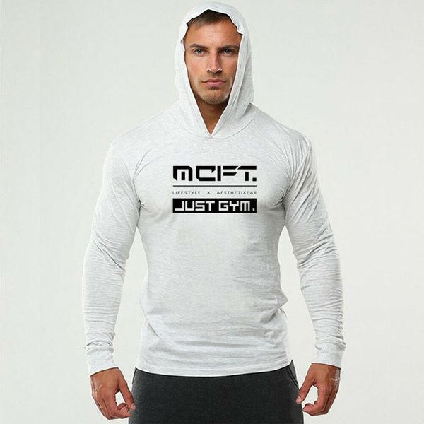 Bodybuilding T-shirt Men Nouvel automne Fitness Fitness Long Man Man Gooded Men Men Just Gym Hoody Fashion Slim Fit Tee Tee Tee 210421