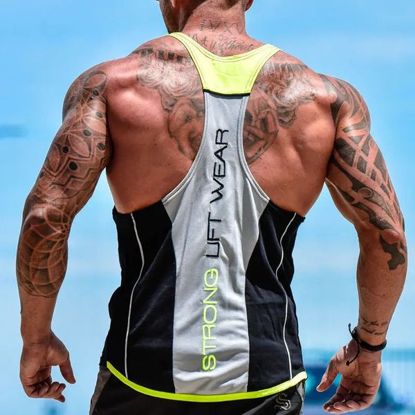 Bodybuilding Tops Men Gym Workout Fitness Fitness Sans manchette Male Coton Male Coton Coton-Savret Casual Sinlet Vest Brand Clothing 240420